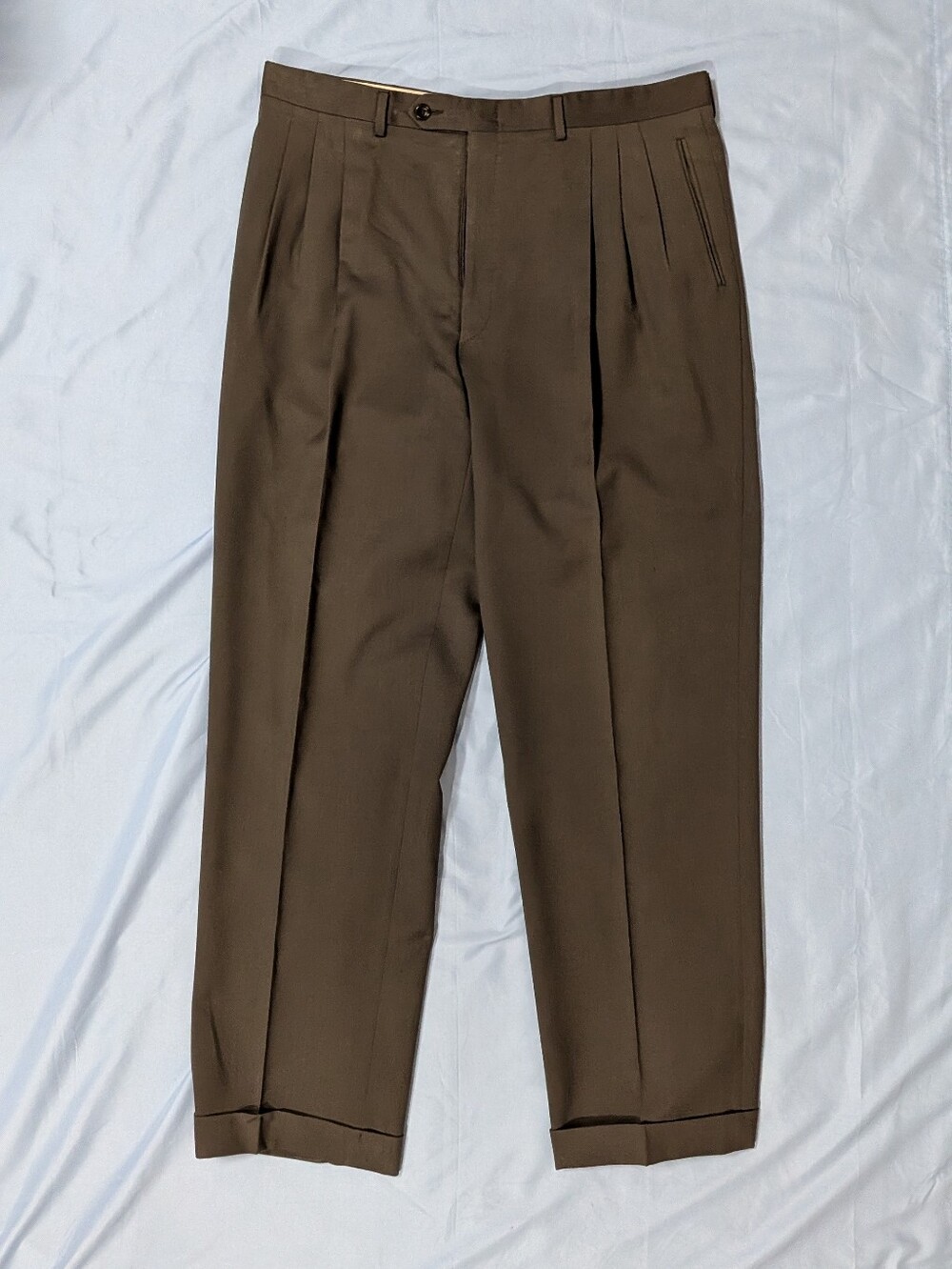 Canali Brown Pleated Dress Trousers